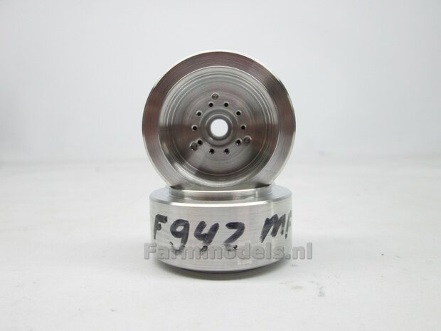 Aluminium Vooras velgen ZONDER MF banden &Oslash; 30.24 x 20.2 mm, voorbereid voor montage met MOLCON, geschikt voor de Wiking Fendt 942 (Massieve Aluminium velgen) 1:32  