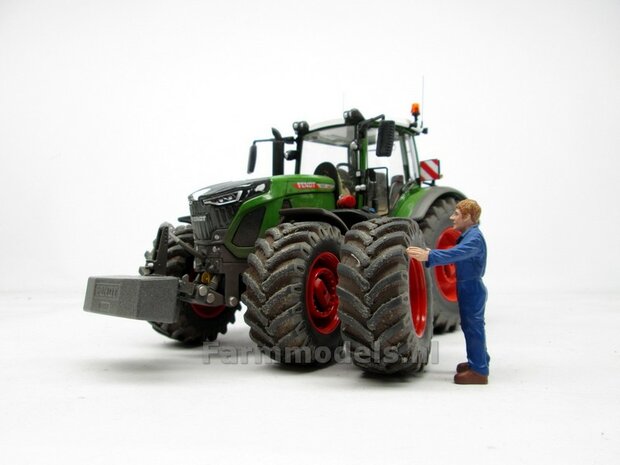 DUBBELLUCHT Aluminium Achteras velgen ZONDER MF banden &Oslash; 37.4 x 21.6 mm, inclusief MOLCON montageringen en wartels, geschikt voor de Wiking Fendt 942 (Massieve Aluminium velgen) 1:32  