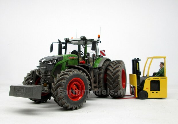 DUBBELLUCHT Aluminium Achteras velgen ZONDER MF banden &Oslash; 37.4 x 21.6 mm, inclusief MOLCON montageringen en wartels, geschikt voor de Wiking Fendt 942 (Massieve Aluminium velgen) 1:32  