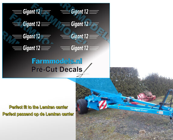 LEMKEN Gigant 12 Carrier stickers/ Pr&eacute;-Cut Decals 1:32 Farmmodels.nl 