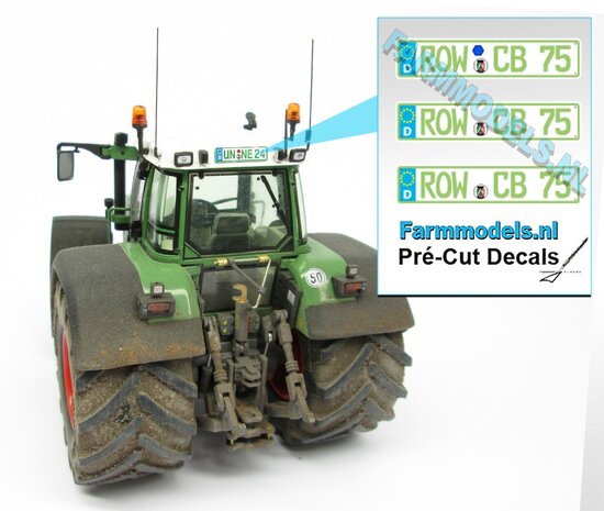 ROWCB75  3x DE Kennzeichenaufkleber Pr&eacute;-Cut Decals 1:32 Farmmodels.nl