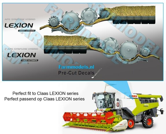 CLaas LEXION CEMOS AUTOMATIC stickers, Geschikt voor Marge Models Lexion Series ,  Pr&eacute;-Cut Decals 1:32