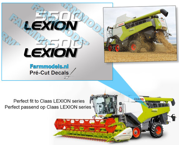 CLaas LEXION 5500 type stickers, Geschikt voor Marge Models Lexion Series, Decals 1:32 Farmmodels.nl 
