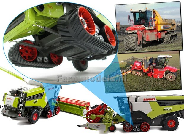 25mm x 91mm: Extra brede Terra Trac rupsen met spaak design afkomstig van de Claas Lexion MargeModels 1:32   