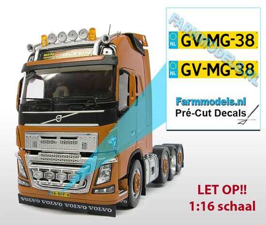 2x NL Kentekenplaatsticker GVMG38 Pr&eacute;-Cut Decals  LET OP!! 1:16 schaal Farmmodels.nl