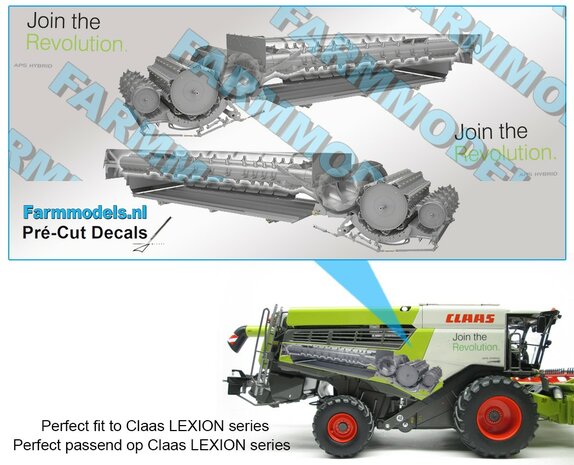 Claas Lexion TT join the revolution stickers, Geschikt voor Marge Models en Wiking Lexion Series,  Pr&eacute;-Cut Decals 1:32