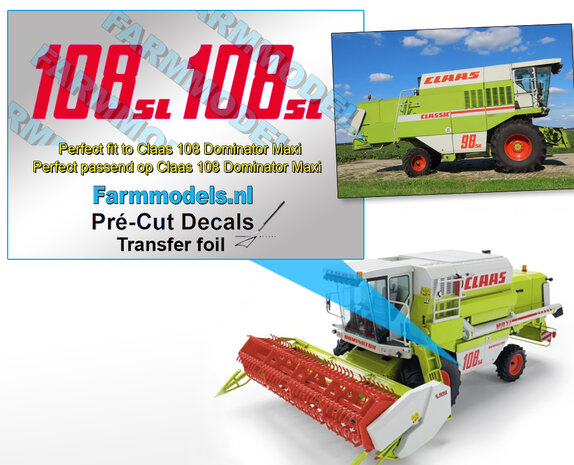 Claas Dominator logo 108SL uit RODE folie gesneden Pr&eacute;-Cut Decals 1:32 Farmmodels.nl