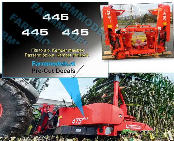 3x Kemper sticker type 445  wit op transparant folie 14x5mm  Pr&eacute;-Cut Decals 1:32 Farmmodels.nl