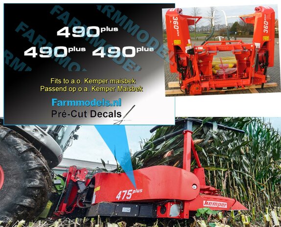 3x Kemper sticker type 490 plus  wit op transparant folie 14x5mm  Pr&eacute;-Cut Decals 1:32 Farmmodels.nl