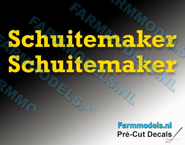 2x SCHUITEMAKER stickers GELE LETTERS 10,2 x 101,8 mm Decals 1:32 Farmmodels.nl 