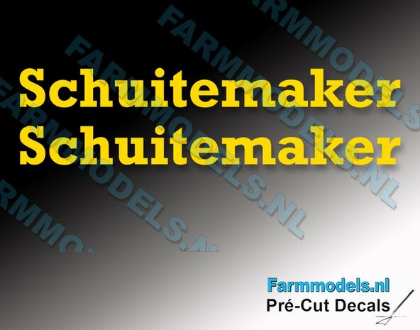 2x SCHUITEMAKER stickers GELE LETTERS 7,5 x 74,8 mm Decals 1:32 Farmmodels.nl 
