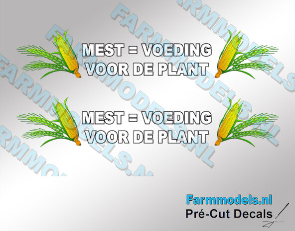 SIMPLY THE BEST SHIT 2x &quot;MEST = VOEDING&quot; op transparant   Pr&eacute;-Cut Decals transparante folie 1:32 schaal Farmmodels.nl