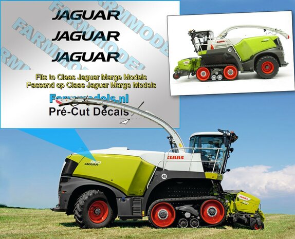 Claas Jaguar logo (nieuw model) stickers zwart op transparante folie 18mm breed Pr&eacute;-Cut Decals 1:32 Farmmodels.nl