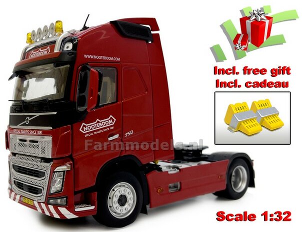 NOOTEBOOM RED 2 Axle Volvo FH16 incl. gratis set Wielkeggen 1:32 Marge Models MM1810-03-01 LAST ONES
