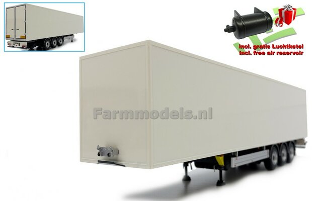 PACTON BOX Trailer WHITE met Free Gift luchtketel 1:32 Marge Models MM1904-01