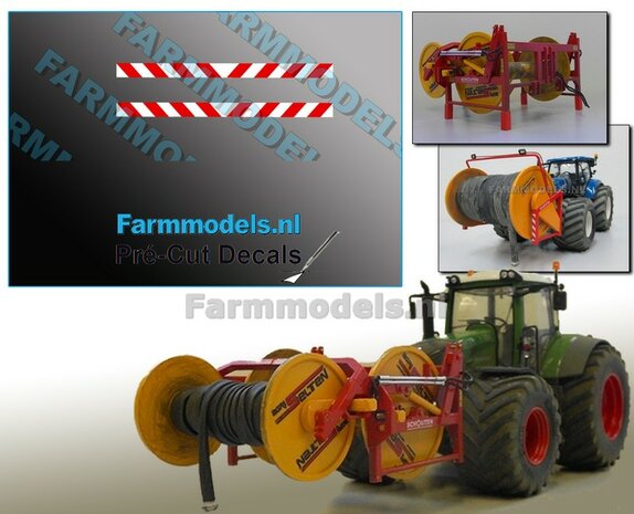 2x Rood/ Wit verdrijvingsstickers 35 mm x 2.8 mm, o.a. voor ( SCHOUTEN) Slanghaspel bouwkit(s) Pr&eacute;-Cut Decals  1:32 Farmmodels.nl 