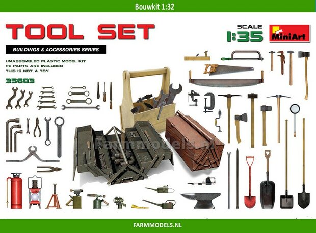 Tool Set BOUWKIT, past perfect bij 1:32 MiniArt 35603 