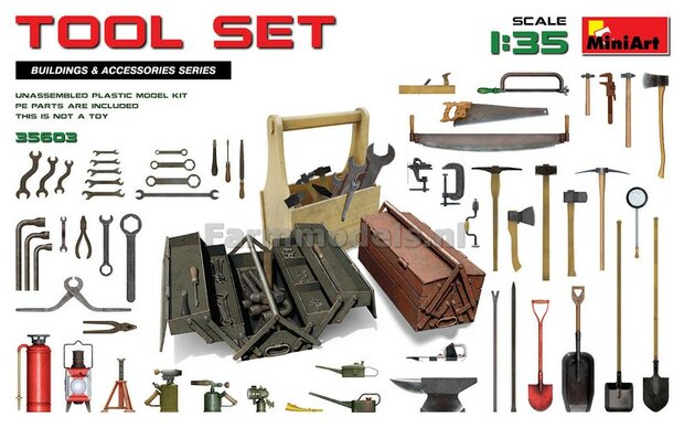 Tool Set BOUWKIT, past perfect bij 1:32 MiniArt 35603 