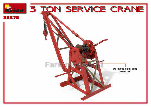 3 Ton Service Crane bouwkit, past perfect bij 1:32, MiniArt 35576   