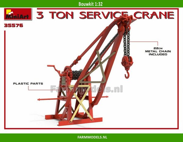 3 Ton Service Crane bouwkit, past perfect bij 1:32, MiniArt 35576   