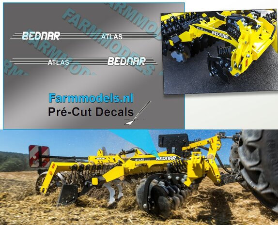 2x Atlas - Disc Cultivator type. WIT 2x. stickers op transparant, 3,2 x 46 mm &nbsp;Pr&eacute;-Cut Decals 1:32 Farmmodels.nl&nbsp;