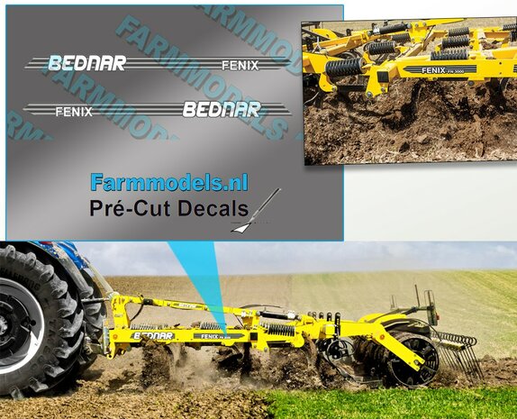 2x Fenix - Versatile Cultivator type. WIT 2x. stickers op transparant, 3,6 x 46 mm &nbsp;Pr&eacute;-Cut Decals 1:32 Farmmodels.nl&nbsp;