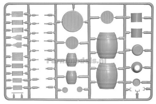 Wooden Barrels and Village Utensils Bouwkit 1:35 (past perfect bij 1:32) MiniArt 35550 