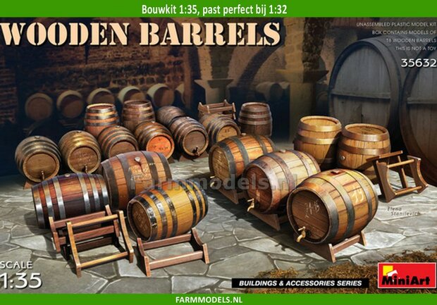 Wooden Barrels Bouwkit 1:35 (past perfect bij 1:32) MiniArt 35632 