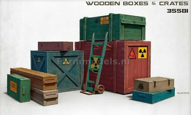 Wooden Boxes and Crates Bouwkit 1:35 (past perfect bij 1:32) MiniArt 35581
