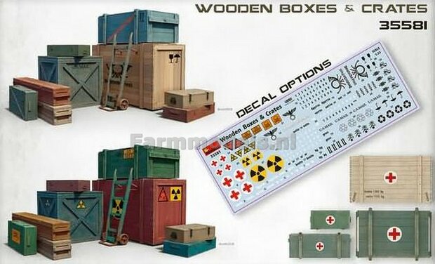 Wooden Boxes and Crates Bouwkit 1:35 (past perfect bij 1:32) MiniArt 35581