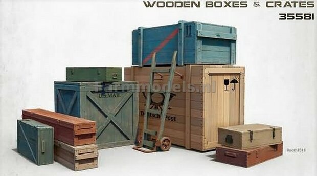 Wooden Boxes and Crates Bouwkit 1:35 (past perfect bij 1:32) MiniArt 35581