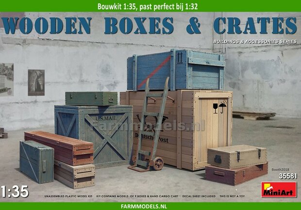 Wooden Boxes and Crates Bouwkit 1:35 (past perfect bij 1:32) MiniArt 35581