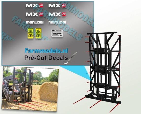 1x- complete set  MX-MANUBAL stickerset stickers, op transparante folie-Pr&eacute;-Cut-Decals-1:32-Farmmodels.nl