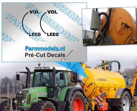 Vol-Leeg Stickers  2x 12mm hoog ZWART op Transparante folie  1:32  farmmodels.nl