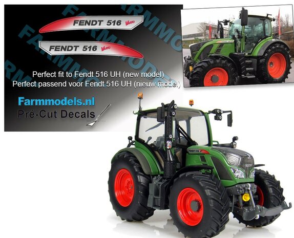 FENDT 516 Vario type logo stickers voor UH 516 (nieuw model) Pr&eacute;-Cut Decals 1:32 Farmmodels.nl 