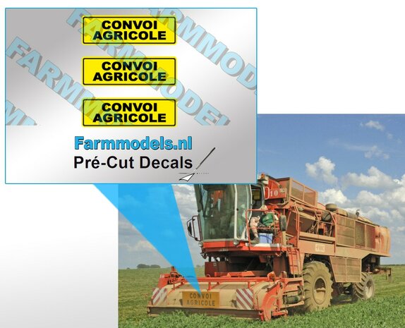 3x CONVOI AGRICOLE stickers 5x16 mm Pr&eacute;-Cut Decals 1:32 Farmmodels.nl