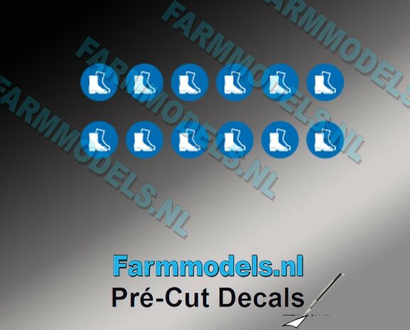 12x Veiligheidsschoenen bescherming verplicht afbeelding &Oslash; 3,2mm Pr&eacute;-Cut Decals 1:32 Farmmodels.nl