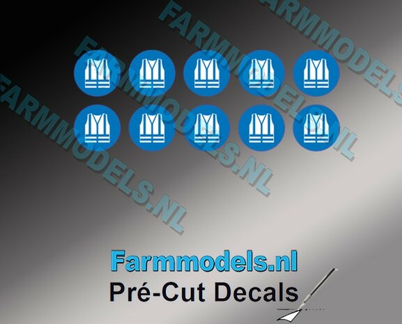 10x Veiligheidshesje verplicht afbeelding &Oslash; 6,3mm Pr&eacute;-Cut Decals 1:32 Farmmodels.nl