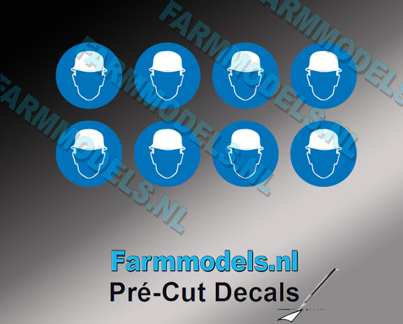 8x Veiligheidshelm verplicht ​afbeelding &Oslash; 9,9mm Pr&eacute;-Cut Decals 1:32 Farmmodels.n