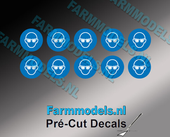 10x Oogbescherming verplicht ​afbeelding &Oslash; 6,3mm Pr&eacute;-Cut Decals 1:32 Farmmodels.nl