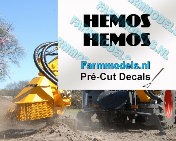 2x HEMOS stickers 10 mm hoog Pr&eacute;-Cut Decals 1:32 Farmmodels.nl