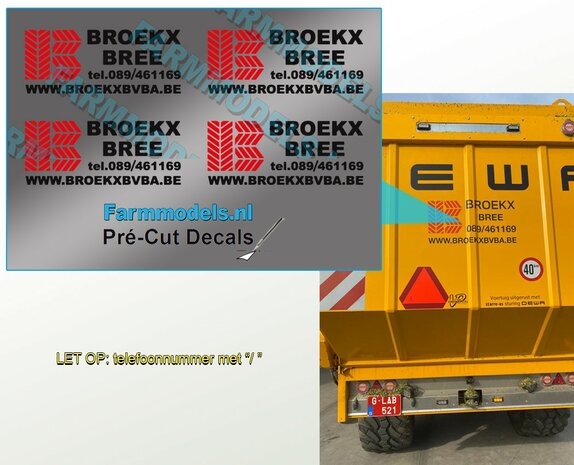 4x BROEKX stickers 10x25 mm &quot;/ &quot; versie  Pr&eacute;-Cut Decals 1:32 Farmmodels.nl 