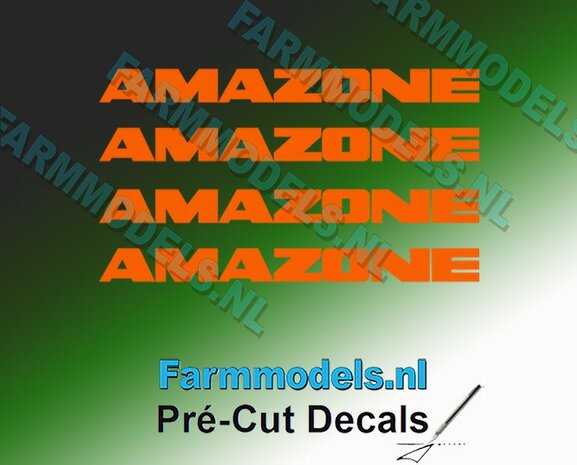AMAZONE ORANJE 4x DECALS 5 mm hoog 1:32 Farmmodels.nl 