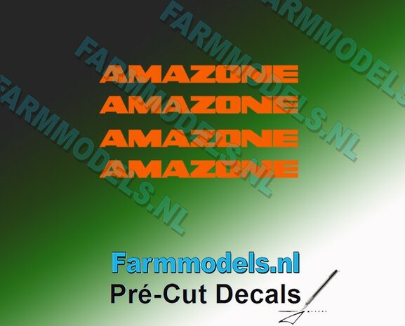 AMAZONE ORANJE 4X DECALS 4 mm hoog 1:32 Farmmodels.nl 