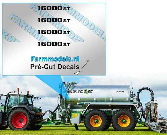 4x JOSKIN  16000 ST stickers  zwart op Transparant  20mm breed  Pr&eacute;-Cut Decals 1:32 Farmmodels.nl 