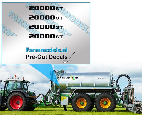 4x JOSKIN  20000 ST stickers  zwart op Transparant  20mm breed  Pr&eacute;-Cut Decals 1:32 Farmmodels.nl 