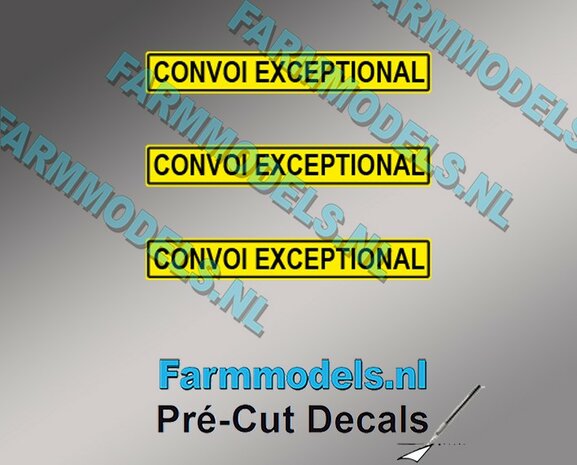 3x CONVOI EXCEPTIONAL stickers 5 mm hoog Pr&eacute;-Cut Decals 1:32 Farmmodels.nl