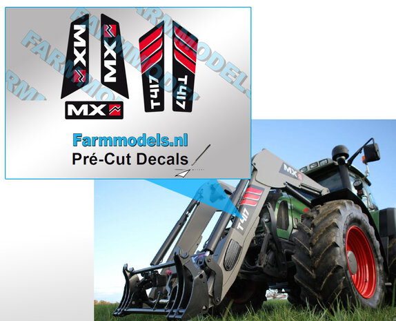 1x- complete set  MX-T417 stickers, op witte folie-Pr&eacute;-Cut-Decals-1:32-Farmmodels.nl