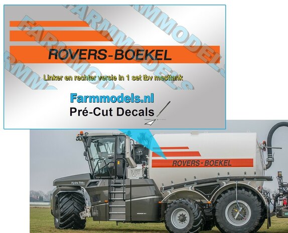 ROVERS-BOEKEL stickers - tbv mesttank uit oranje folie  125 mm  Pr&eacute;-Cut Decals 1:32 Farmmodels.nl 