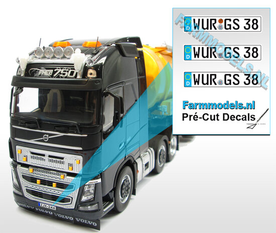 WUR GS 38  3x DE Kennzeichenaufkleber Pr&eacute;-Cut Decals 1:32 Farmmodels.nl